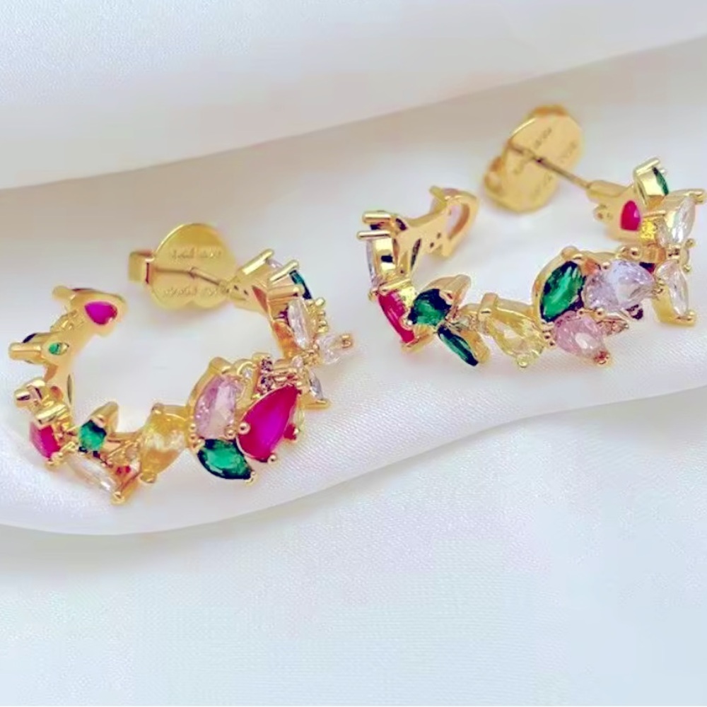 KATE SPADE NEW YORK ♠️ GREENHOUSE FLORAL HOOP EARRINGS 💐🌸🌷🌻 - Picture 7 of 9